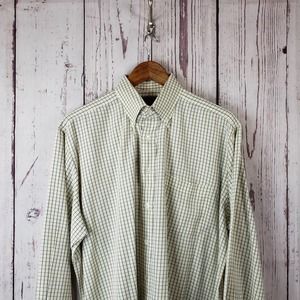 Horse Country Mens Vintage Button Down Shirt Neck Size 16 Checkered Yellow